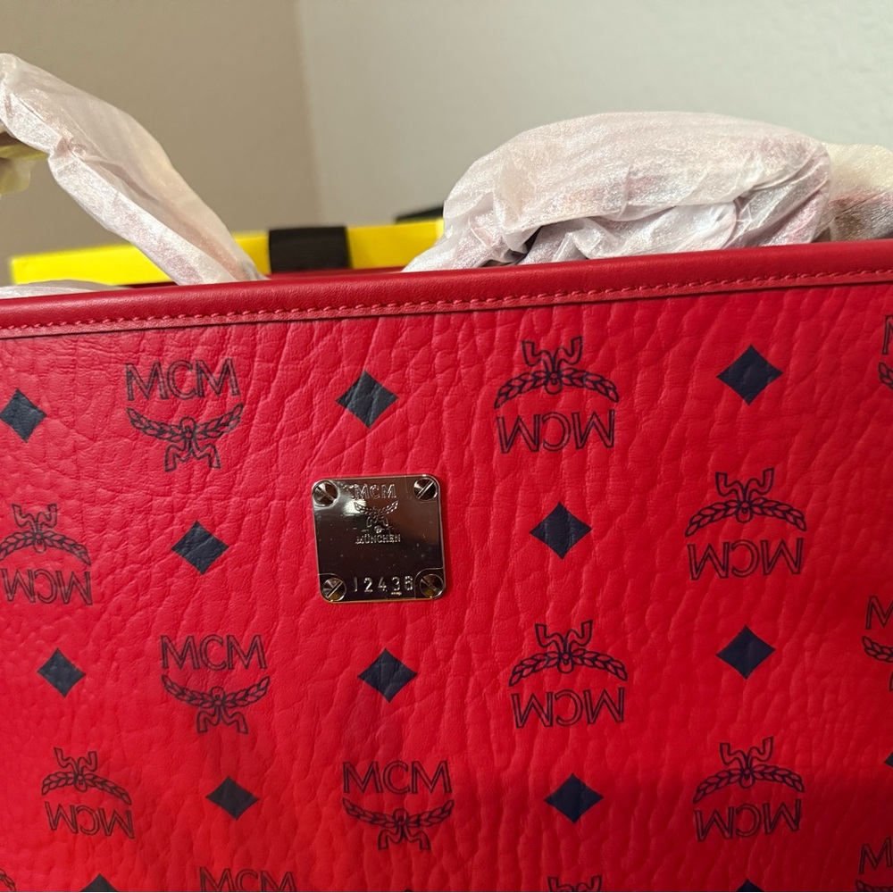 MCM Aren Logo Crossbody Bag Candy Red - Picture 5 of 10